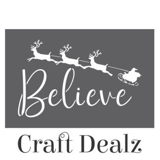 Believe Santa and Reindeer Stencil
