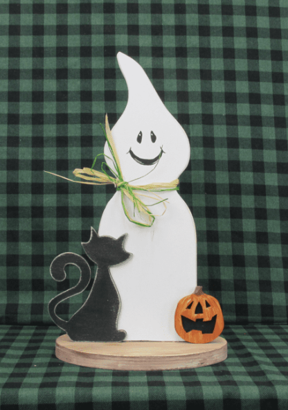 Ghost, Pumpkin, Cat on Base