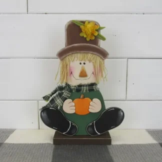 Sitting Wooden Scarecrow on Base Craft Kit