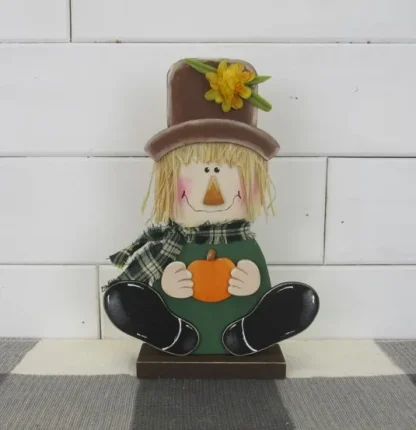 Sitting Wooden Scarecrow on Base Craft Kit